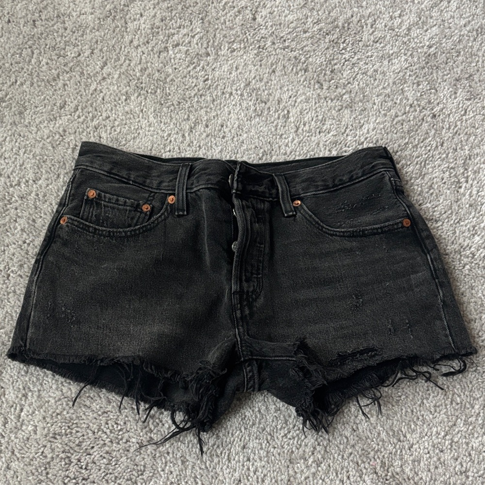 Levi's Black Distressed Jean Shorts
